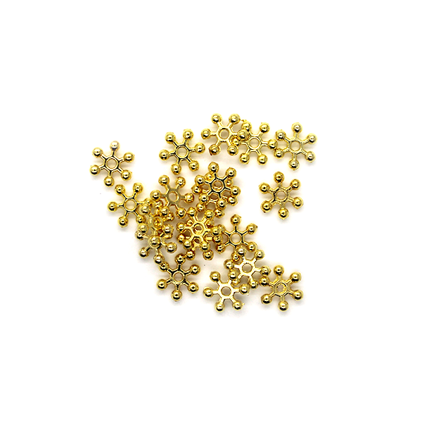 Spacers, Snowflake, Alloy, Gold, 7mm x 7mm, Sold Per pkg of Approx 35