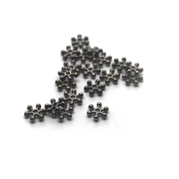 Spacers, Snowflake, Gunmetal, Alloy, 7mm x 7mm, Sold Per pkg of 30