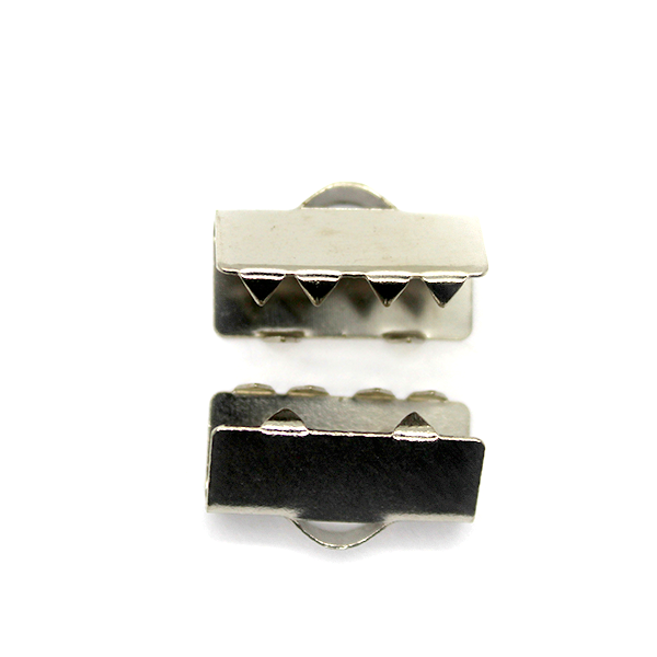Terminators, Ribbon Crimp End, Silver, Alloy, 21mm x 11mm, Sold Per pkg of 6