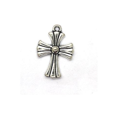 Pendant, Bottoni Cross, Silver, Alloy, 23mm X 16mm, Sold Per pkg of 6