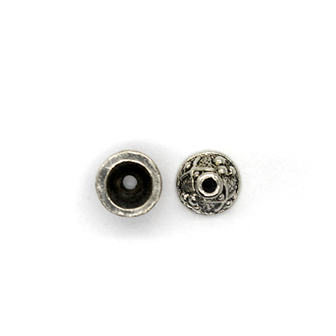 Bead Cap, Flower, Alloy, Silver, 7mm x 7mm x 4mm, Sold Per pkg of 12