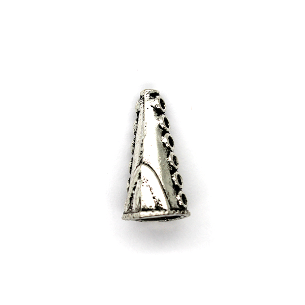 Bead Cone, Lined Circles, Alloy, Silver, 20mm x 10mm, Sold Per pkg of 4