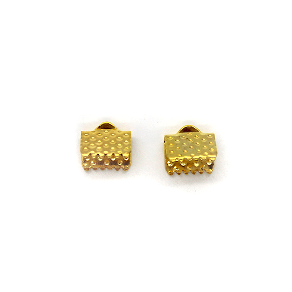 Terminators, Ribbon Crimp End, Gold, Alloy, 8mm x 7mm, Sold Per pkg of 16