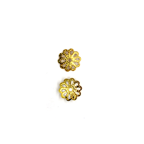 Bead Cap, Flower, Alloy, Gold, 1.5mm x 8mm, Sold Per pkg of 60
