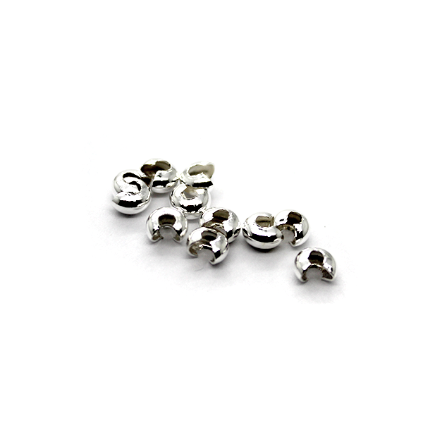 Crimp Cover, Bright Silver, Alloy, 4mm, Sold Per pkg of Approx 50