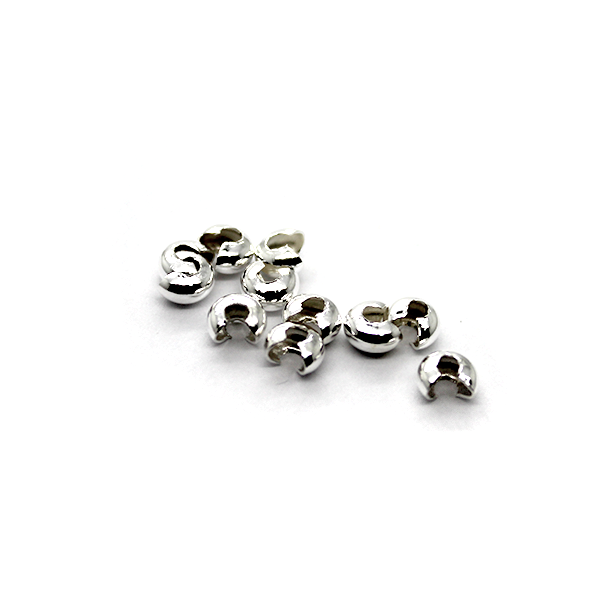 Crimp Cover, Bright Silver, Alloy, 5mm x 4.5mm, Sold Per pkg of Approx 50+ pcs