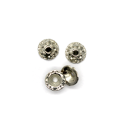 Bead Cap, Flower, Alloy, Silver, 6mm x 6mm, Sold Per pkg of 12