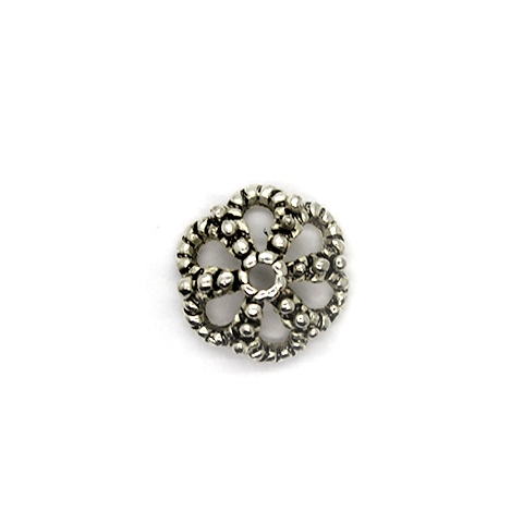 Bead Cap, Flower, Alloy, Silver, 13mm x 13mm, Sold Per pkg of 6