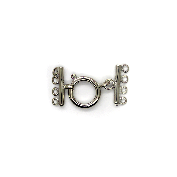 Clasp, Toggle Clasp with Loops, Silver, Alloy, Sold Per pkg of 1
