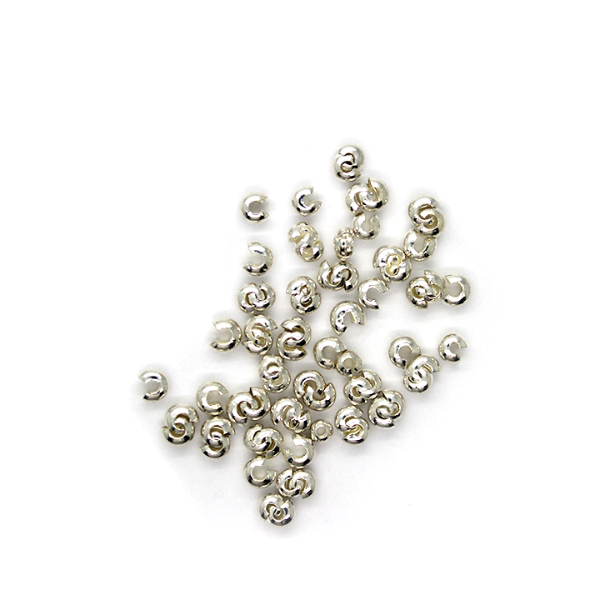 Crimps, Cover, Bright Silver, Alloy, 3mm, Sold Per pkg of 60