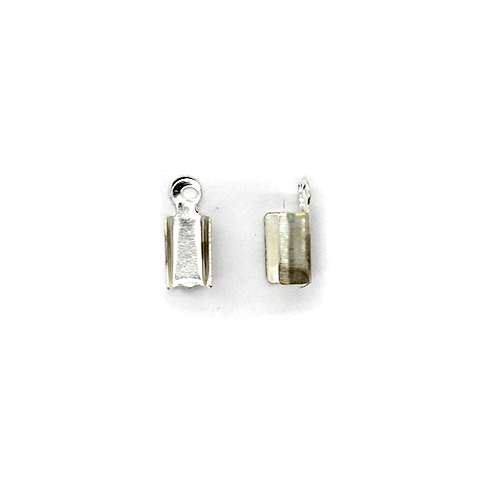 Terminators, Fold Over, Bright Silver, Alloy, 8mm x 4mm, Sold Per pkg of 30