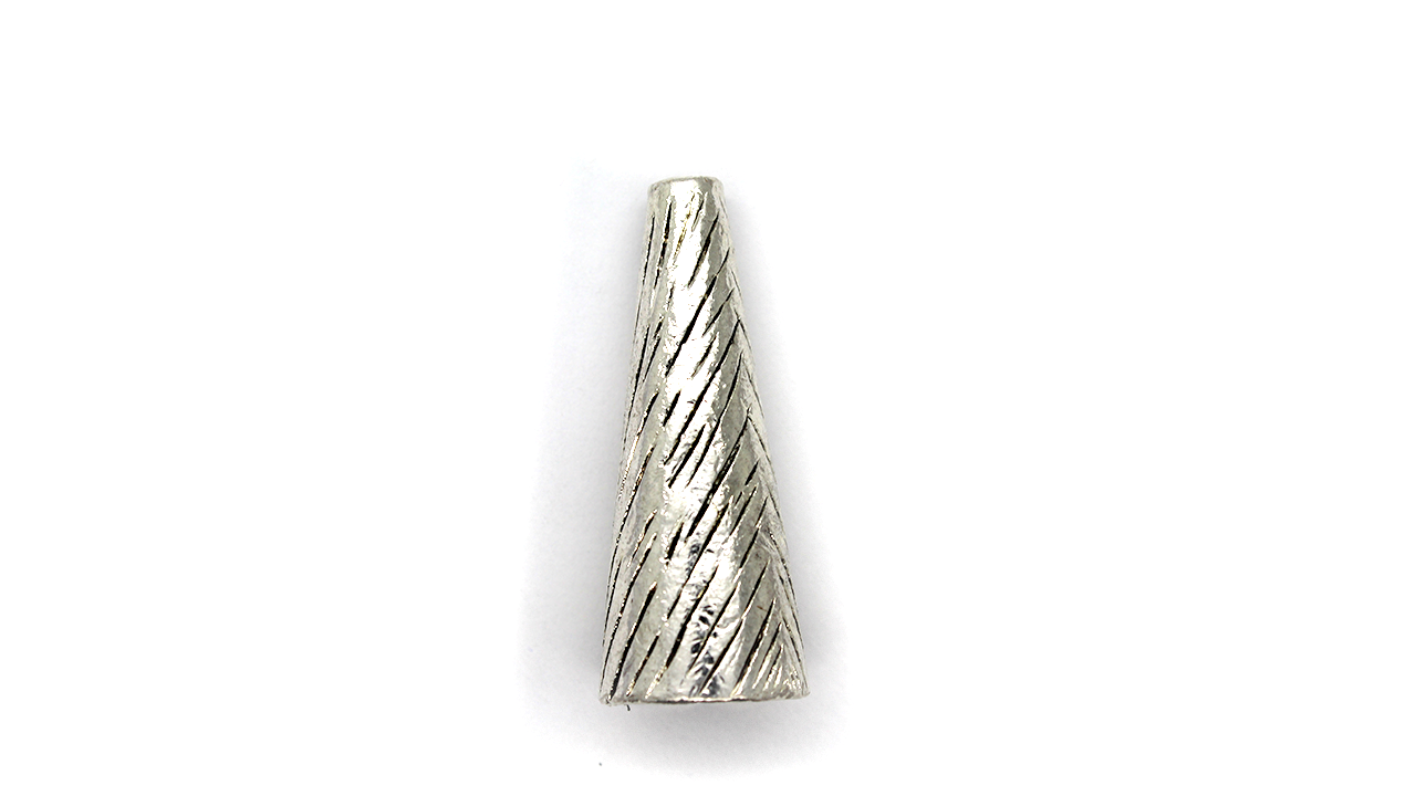 Bead Cone, Zinc Alloy, Silver, 37mm x 14mm x 14mm, Sold Per pkg of 1