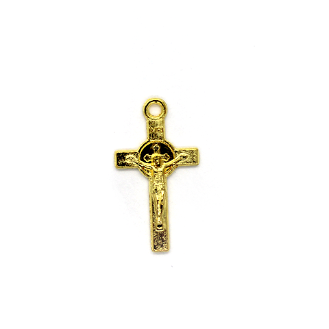 Pendant, Crucifix, Gold, Alloy, 23mm X 13mm, Sold Per pkg of 10