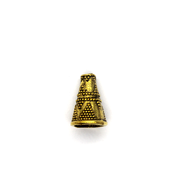 Bead Cone, Alloy, Gold, 12mm x 8mm, Sold Per pkg of 10