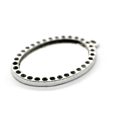 Pendants, Glue On Bezel Pendant, Silver, Alloy, 42mm x 26mm x 2mm, Sold Per pkg of 2