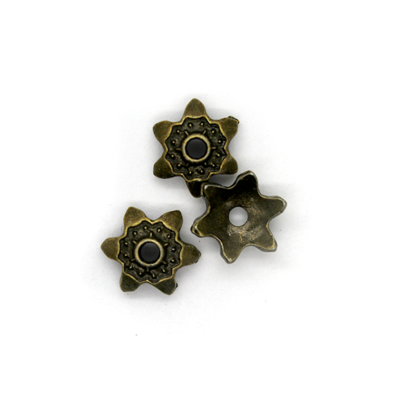 Bead Cap, Flower, Alloy, Brass, 10mm x 10mm, Sold Per pkg of 12