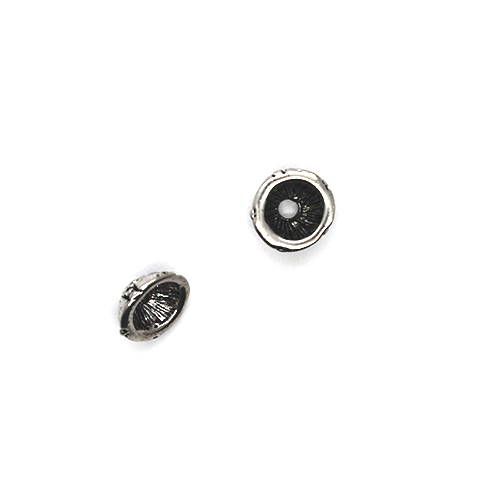 Bead Cap, Plated Dome, Alloy, Silver, 4mm x 9mm, Sold Per pkg of 10 - Butterfly Beads