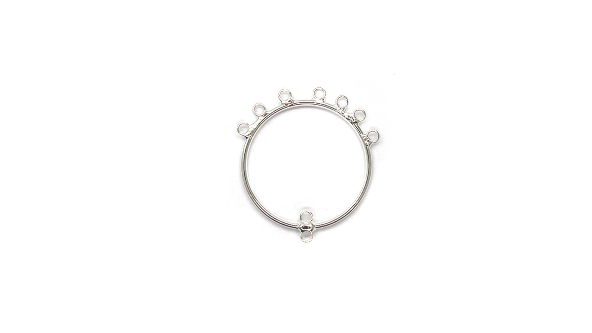 Earring, Hoop with Loops, Bright Silver, Alloy, 37mm x 30mm x 1mm, Sold Per pkg of 4