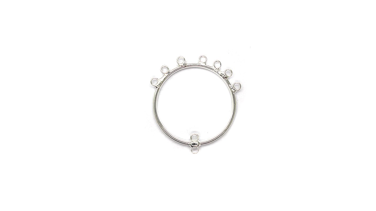 Earring, Hoop with Loops, Bright Silver, Alloy, 37mm x 30mm x 1mm, Sold Per pkg of 4
