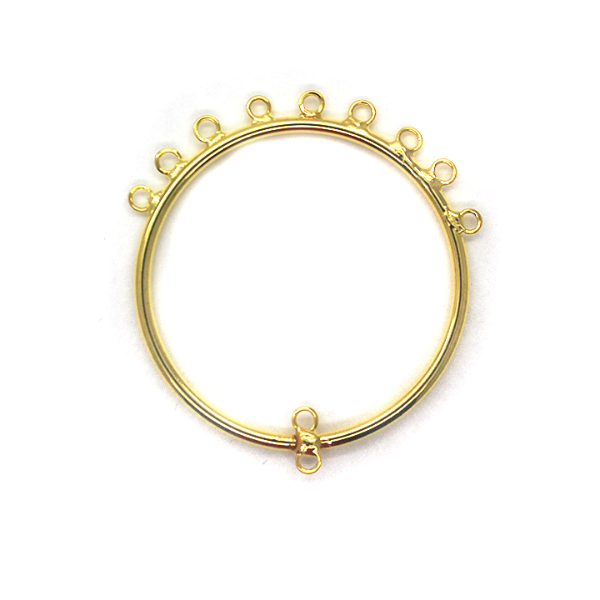 Earring Hoop with Loops, Gold, Alloy, 46mm x 40mm x 2mm, Sold Per pkg of 4