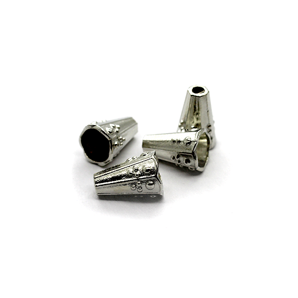 Bead Cone, Dotted Plain, Alloy, Silver, 12mm x 8mm, Sold Per pkg of 10
