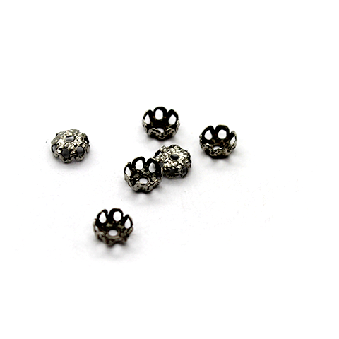 Bead Cap, Flower, Alloy, Silver, 5mm x 5mm, Sold Per pkg of 30