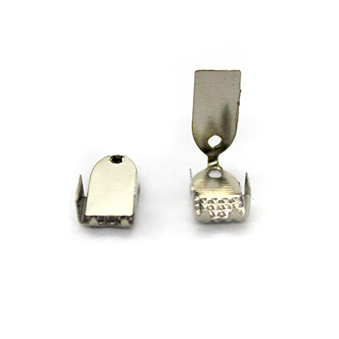 Terminators, Fold Over, Silver, Alloy, 11mm x 6mm, Sold Per pkg of 35