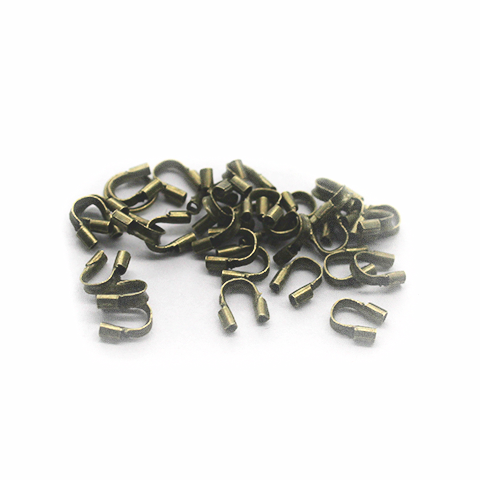 Terminators, Wire Guards, Medium, Alloy, Brass or Silver,  4mm X 3mm, Sold Per pkg of 30