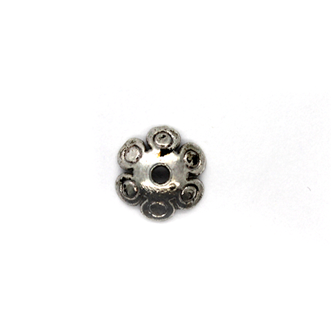 Bead Cap, Flower, Alloy, Silver, 10mm x 10mm x 2mm, Sold Per pkg of 12