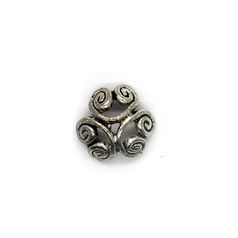 Bead Cap, Flower Bead Cap, Alloy, Silver, 12mm x 12mm, Sold Per pkg of 10