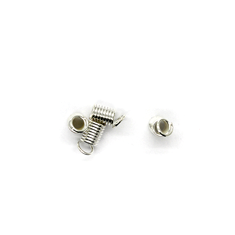 Terminators, Coil Ends, Silver, Alloy, 9mm x 4mm x 4mm, Sold Per pkg of 30