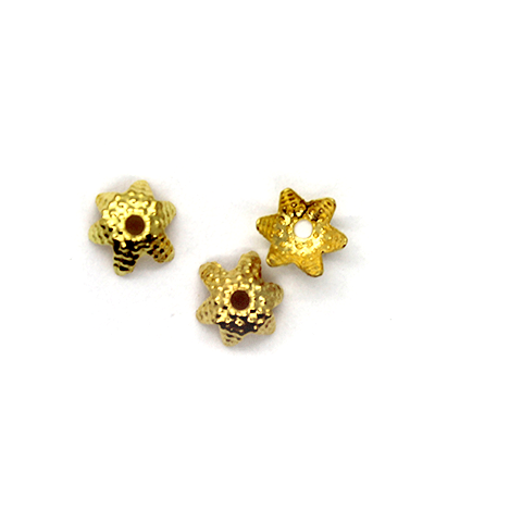 Bead Cap, Flower, Alloy, Gold, 6mm x 6mm, Sold Per pkg of 60