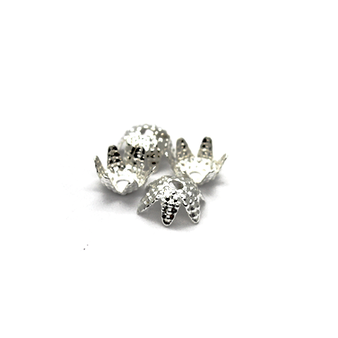 Bead Cap, Flower, Alloy, Silver, 6mm x 6mm, Sold Per pkg of 60
