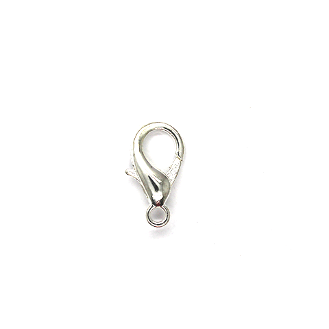 Clasp, Lobster Clasp, Bright Silver, Alloy, 16mm x 8mm, Sold Per pkg of 12