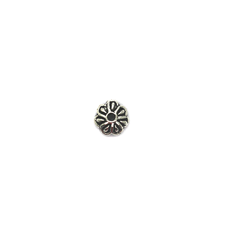 Bead Cap, Flower Cap, Alloy, Silver, 2mm x 7mm, Sold Per pkg of 16