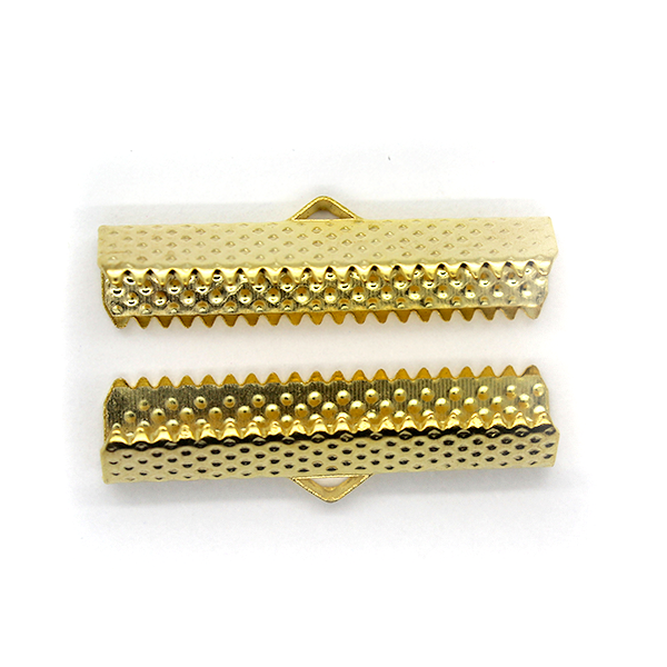 Terminators, Ribbon Crimp End, Gold, Alloy, 30mm x 7.5mm, Sold Per pkg of 10