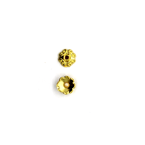 Bead Cap, Flower, Alloy, Bright Gold, 3mm x 7mm, Sold Per pkg of 30