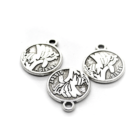 Charm, Sister, Silver, Alloy, 18mm x 15mm x 1mm, Sold Per pkg of 3