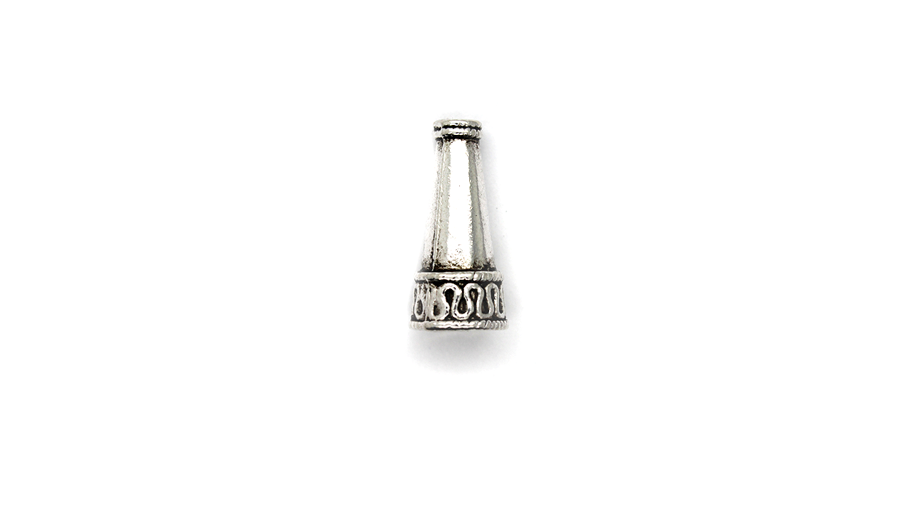 Bead Cone, Alloy, Silver, 22mm x 10mm, Sold Per pkg of 6