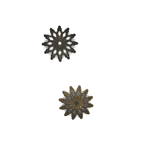 Bead Cap, Flower Design with Cutout, Alloy, Brass, 2mm x 13mm, Sold Per pkg of 40+ - Butterfly Beads