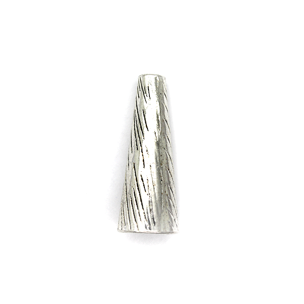 Bead Cone, Lined, Alloy, Silver, 36mm x 14mm, Sold Per pkg of 2
