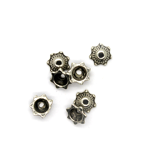 Bead Cap, Flower, Alloy, Silver, 5mm x 2mm, Sold Per pkg of 20