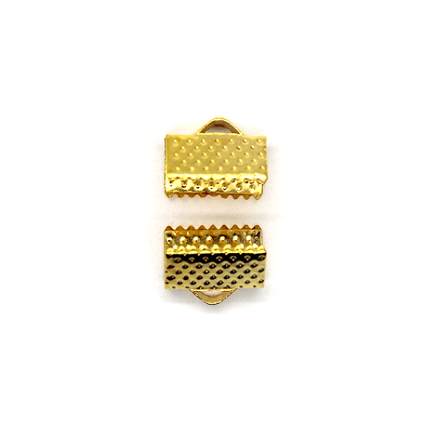Terminators, Ribbon Crimp End, Gold, Alloy, 10mm x 7mm, Sold Per pkg of 16