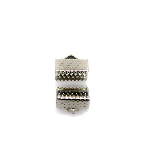 Terminators, Ribbon Crimp End, Silver, Alloy, 10mm x 7.5mm, Sold Per pkg of 10