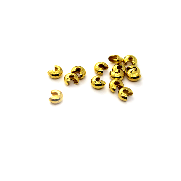 Crimps, Cover, Gold, Alloy, 4mm, Sold Per pkg of 50+