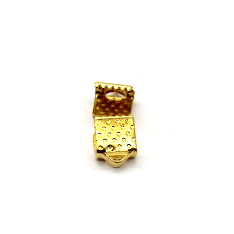 Terminators, Ribbon Crimp End, Gold, Alloy, 6.5mm x 7.5mm, Sold Per pkg of 30