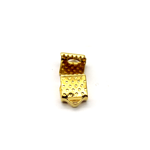 Terminators, Ribbon Crimp End, Gold, Alloy, 6mm X 6mm, Sold Per pkg of 30