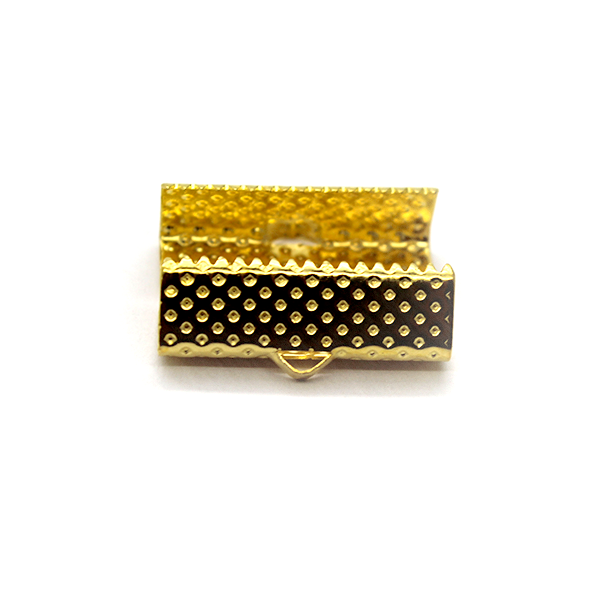 Terminators, Ribbon Crimp End, Bright Gold, Alloy, 20mm x 7.5mm, Sold Per pkg of 12