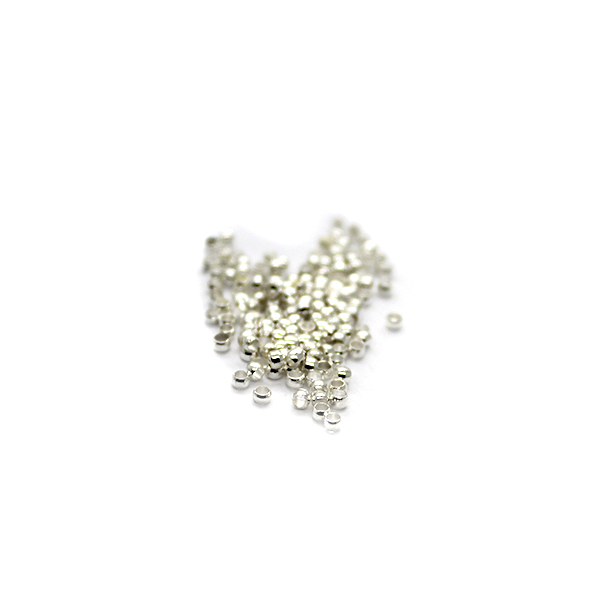 Crimps, Beads, Bright Silver, Alloy, 3mm x 2mm, Approx 200+ pcs/bag