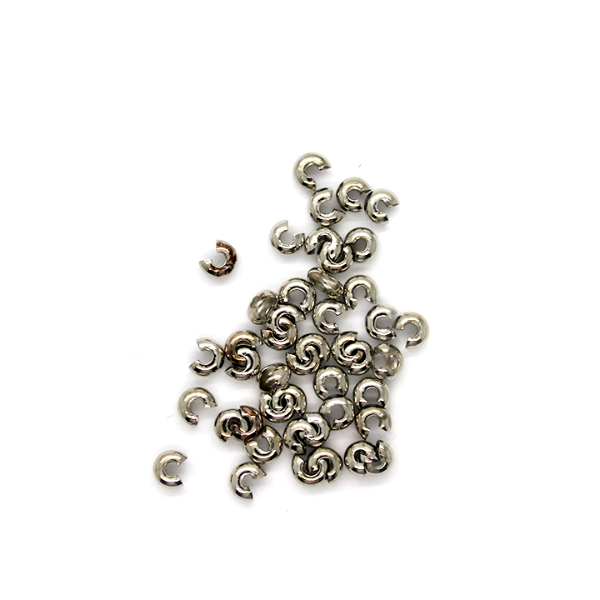 Crimpshell, Cover, Silver, Alloy, 3mm X 4mm, Sold Per pkg of 42